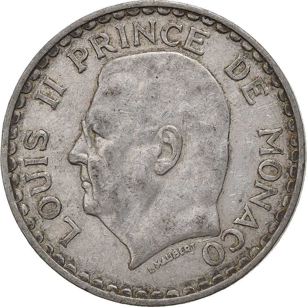 Mónaco, Louis II, 5 Francs, 1945, Alumínio, AU(50-53), Gadoury:MC135, KM:122