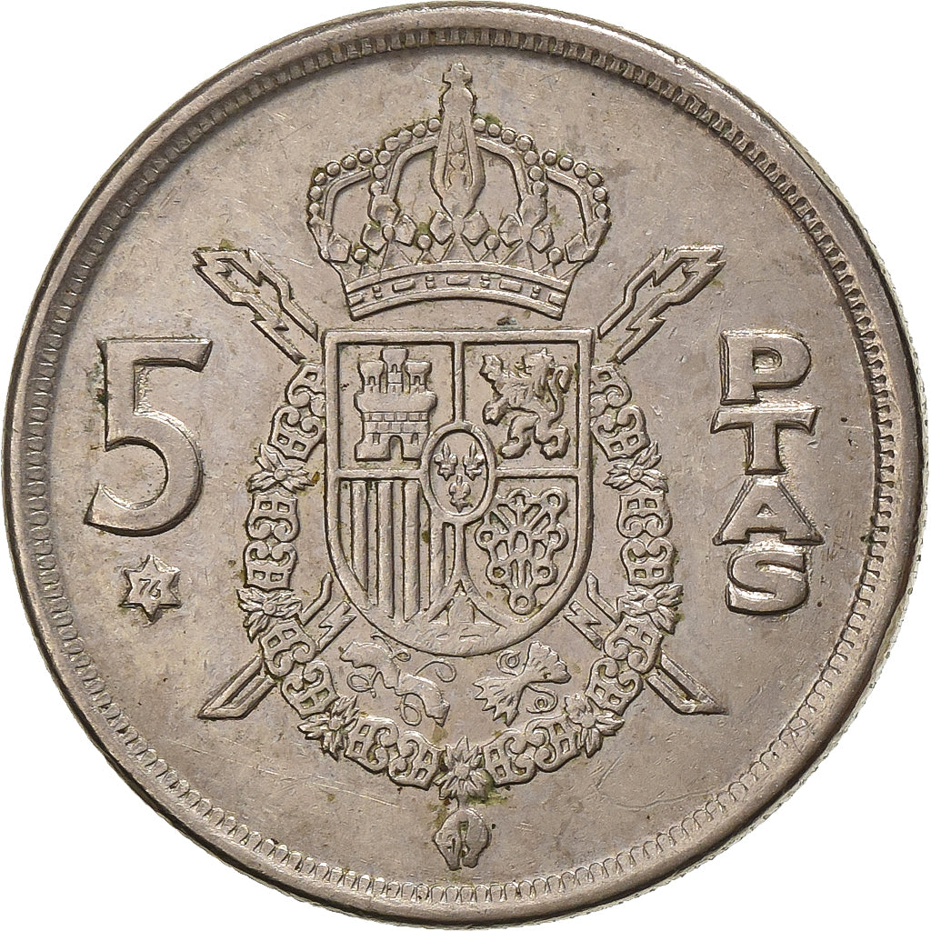 Spanien, Juan Carlos I, 5 Pesetas, 1976, Kupfer-Nickel, SS, KM:807
