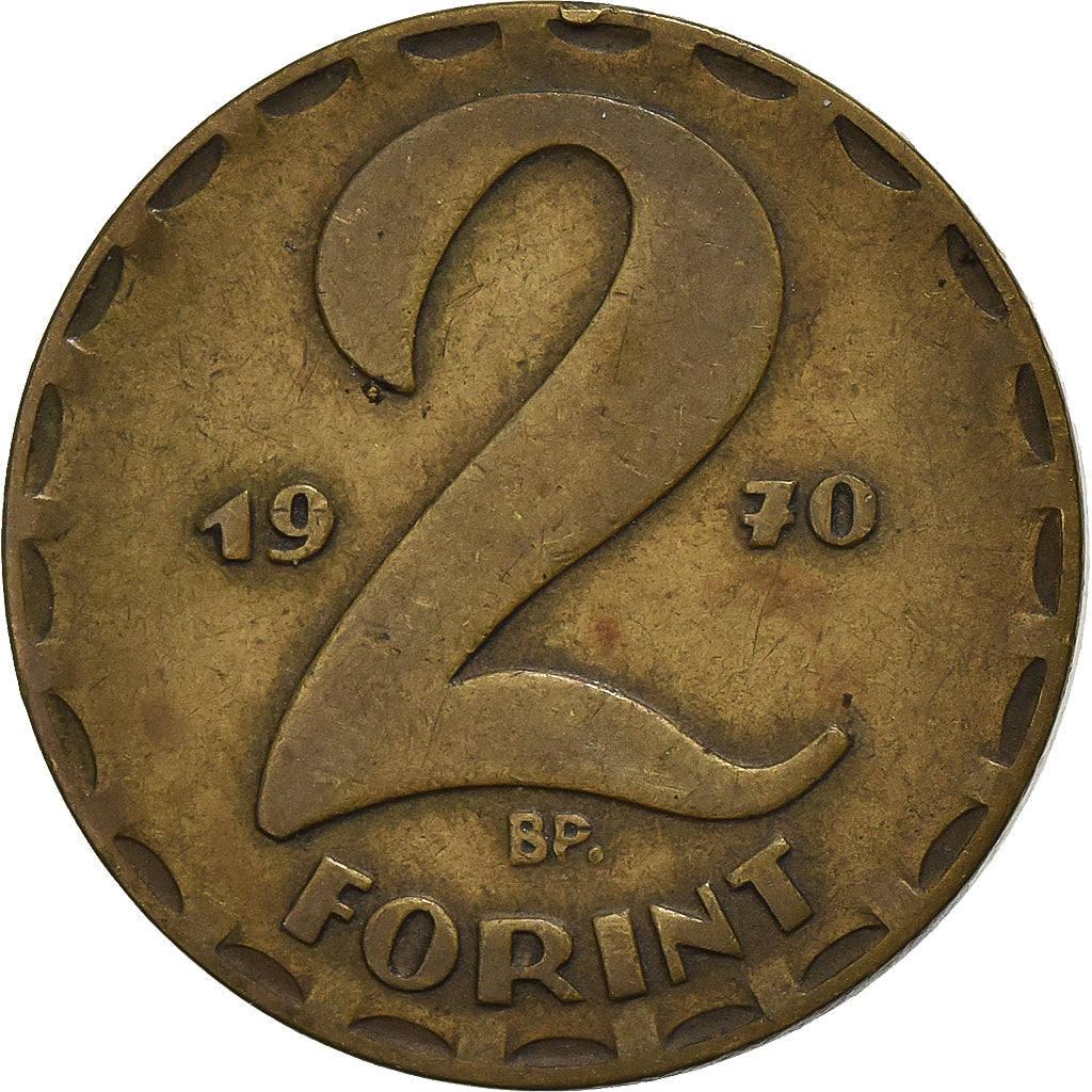 Ungarn, 2 Forint, 1970, Warsaw, Messing, S+, KM:591