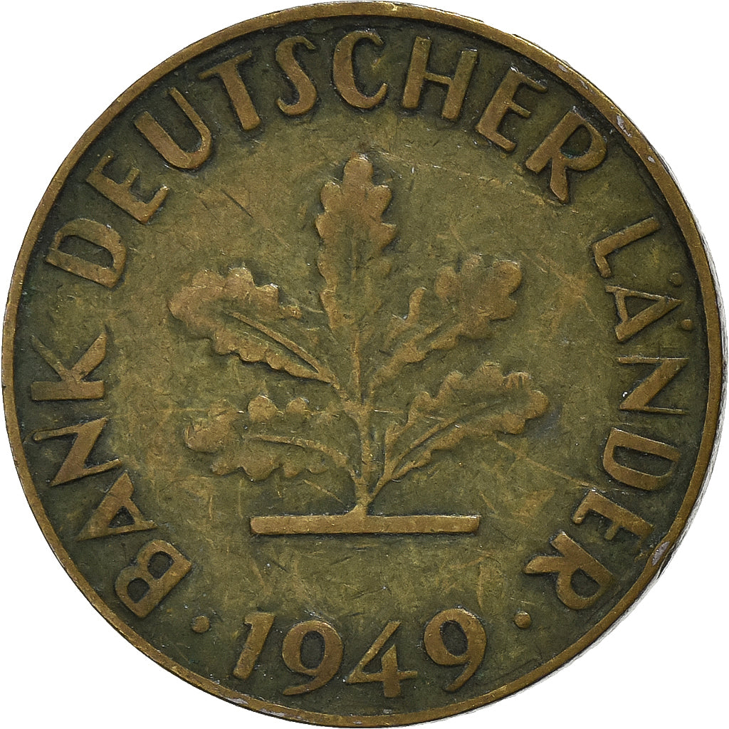 GERMANIA - REPUBBLICA FEDERALE, 10 Pfennig, 1949, Hamburg, Acciaio ricoperto in