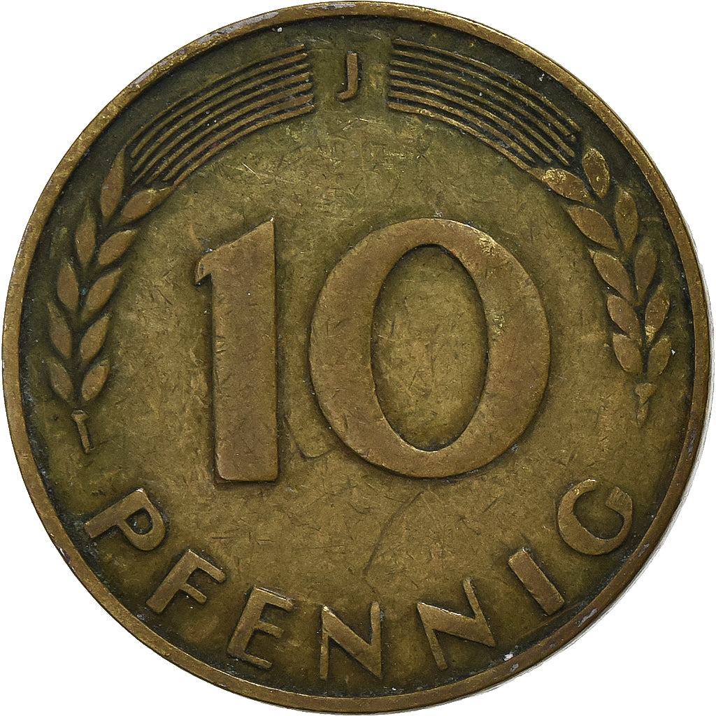 GERMANIA - REPUBBLICA FEDERALE, 10 Pfennig, 1949, Hamburg, Acciaio ricoperto in