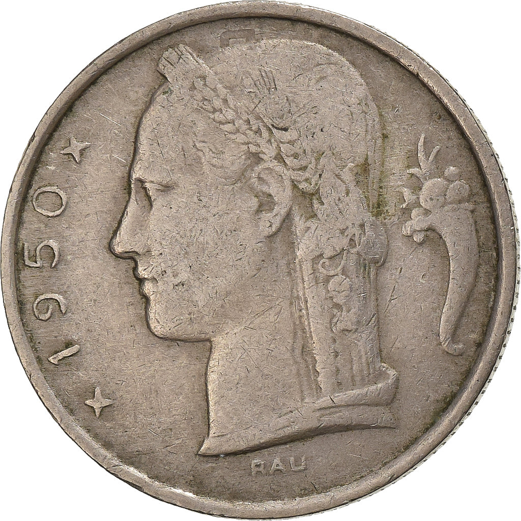 Belgium, 5 Francs, 5 Frank, 1950, Copper-nickel, VF(20-25), KM:135.1