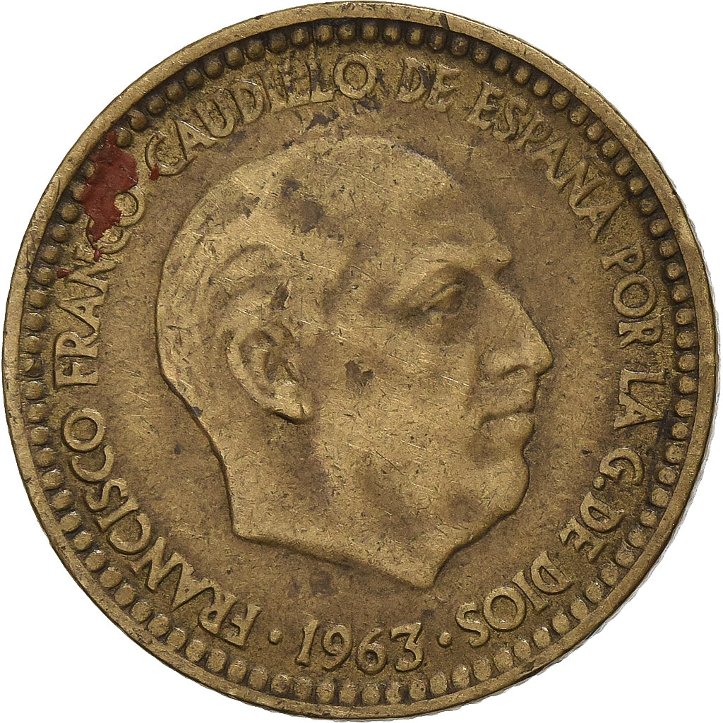 Espanha, Francisco Franco, caudillo, Peseta, 1966, Alumínio-Bronze, VF(30-35)