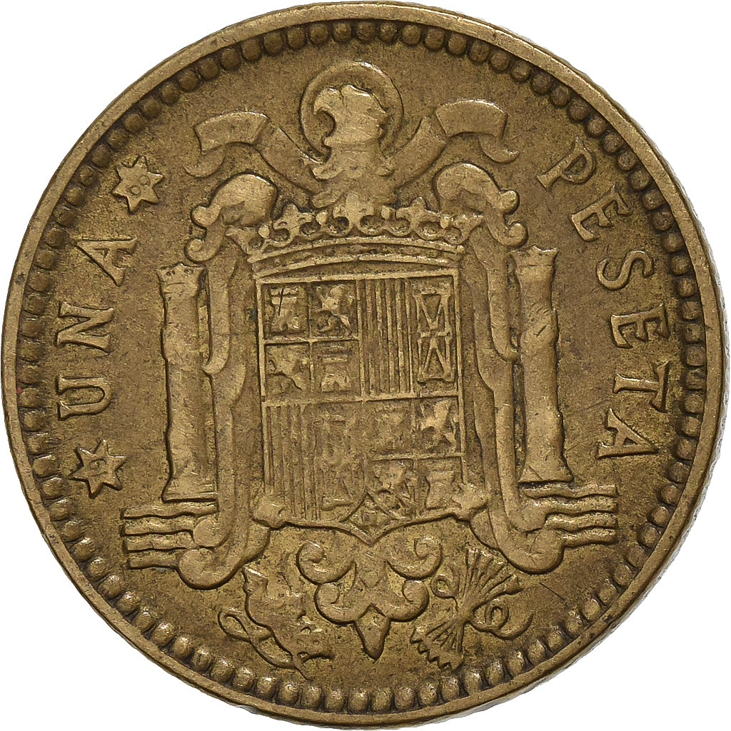 Espanha, Francisco Franco, caudillo, Peseta, 1966, Alumínio-Bronze, VF(30-35)