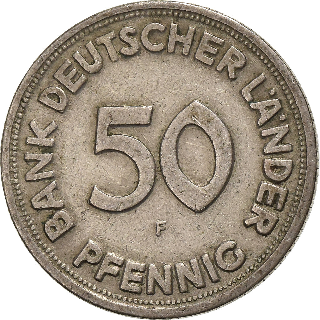 GERMANY - FEDERAL REPUBLIC, 50 Pfennig, 1949, Stuttgart, Copper-nickel