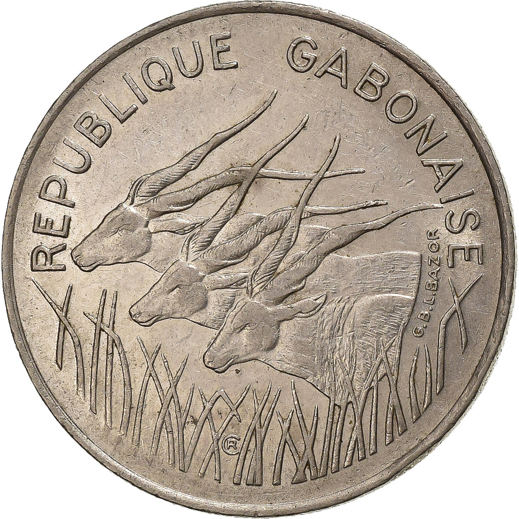 Gabun, 100 Francs, 1975, Paris, Nickel, SS, KM:13