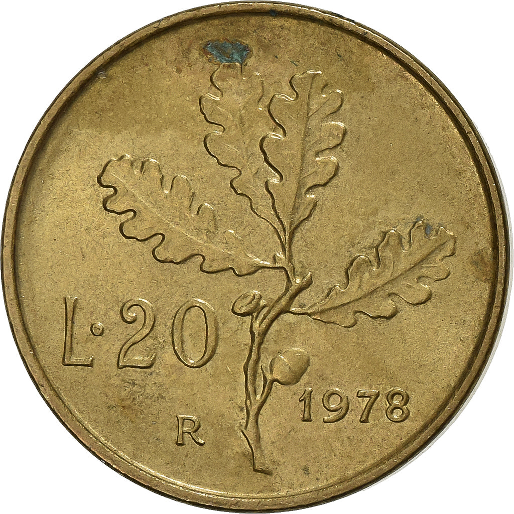 Italy, 20 Lire, 1978, Rome, Aluminum-Bronze, AU(50-53), KM:97.2