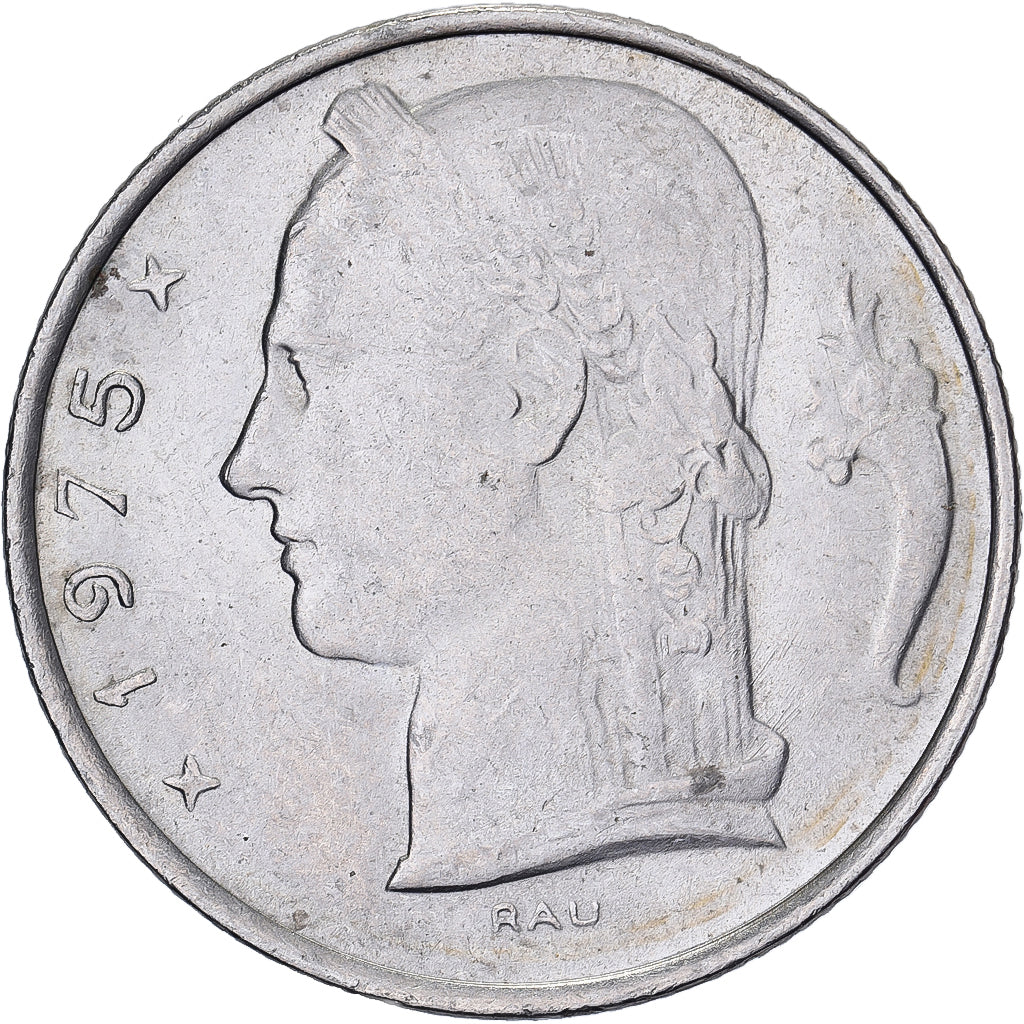 Belgio, 5 Francs, 5 Frank, 1975, Rame-nichel, BB+, KM:135.1