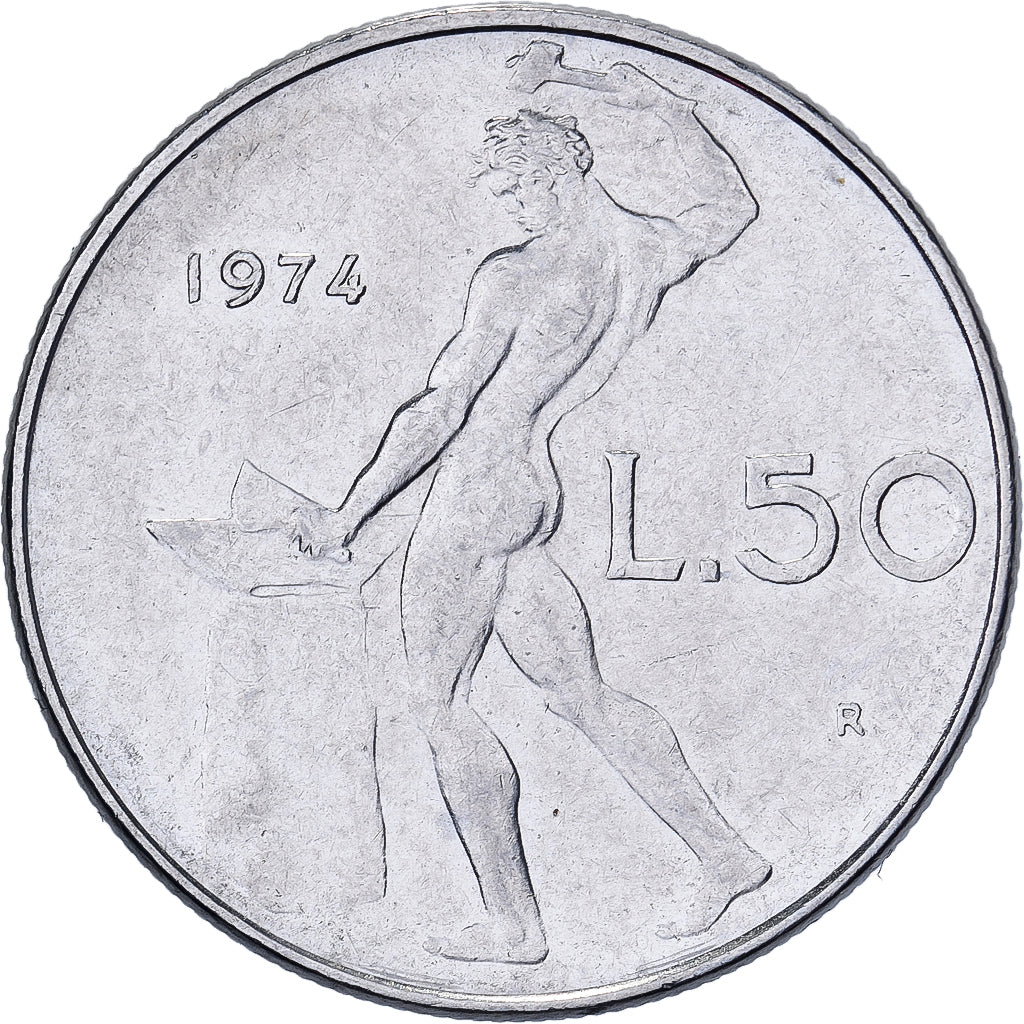 Itália, 50 Lire, 1974, Rome, Aço Inoxidável, EF(40-45), KM:95.1