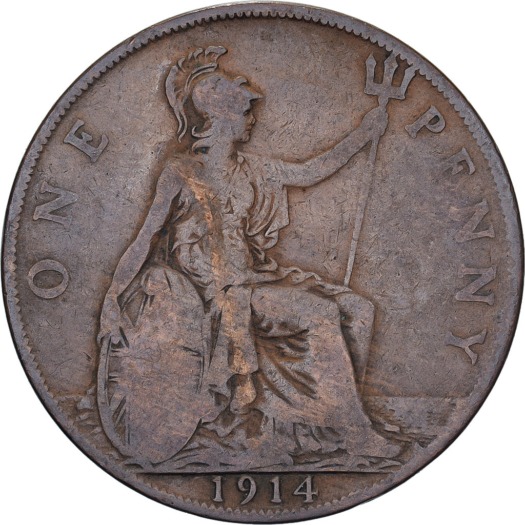 Gran Bretagna, George V, Penny, 1914, Bronzo, MB, KM:810