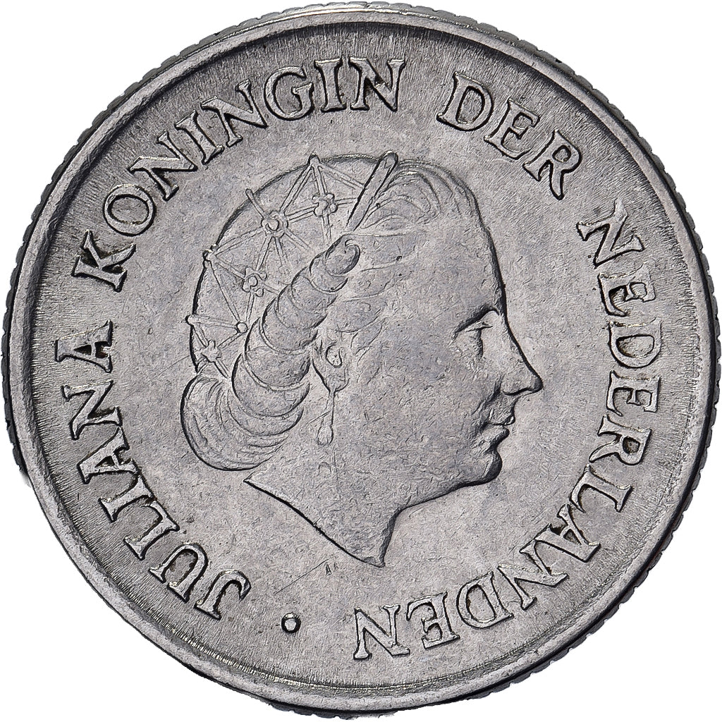Países Bajos, Juliana, 25 Cents, 1956, Níquel, MBC+, KM:183