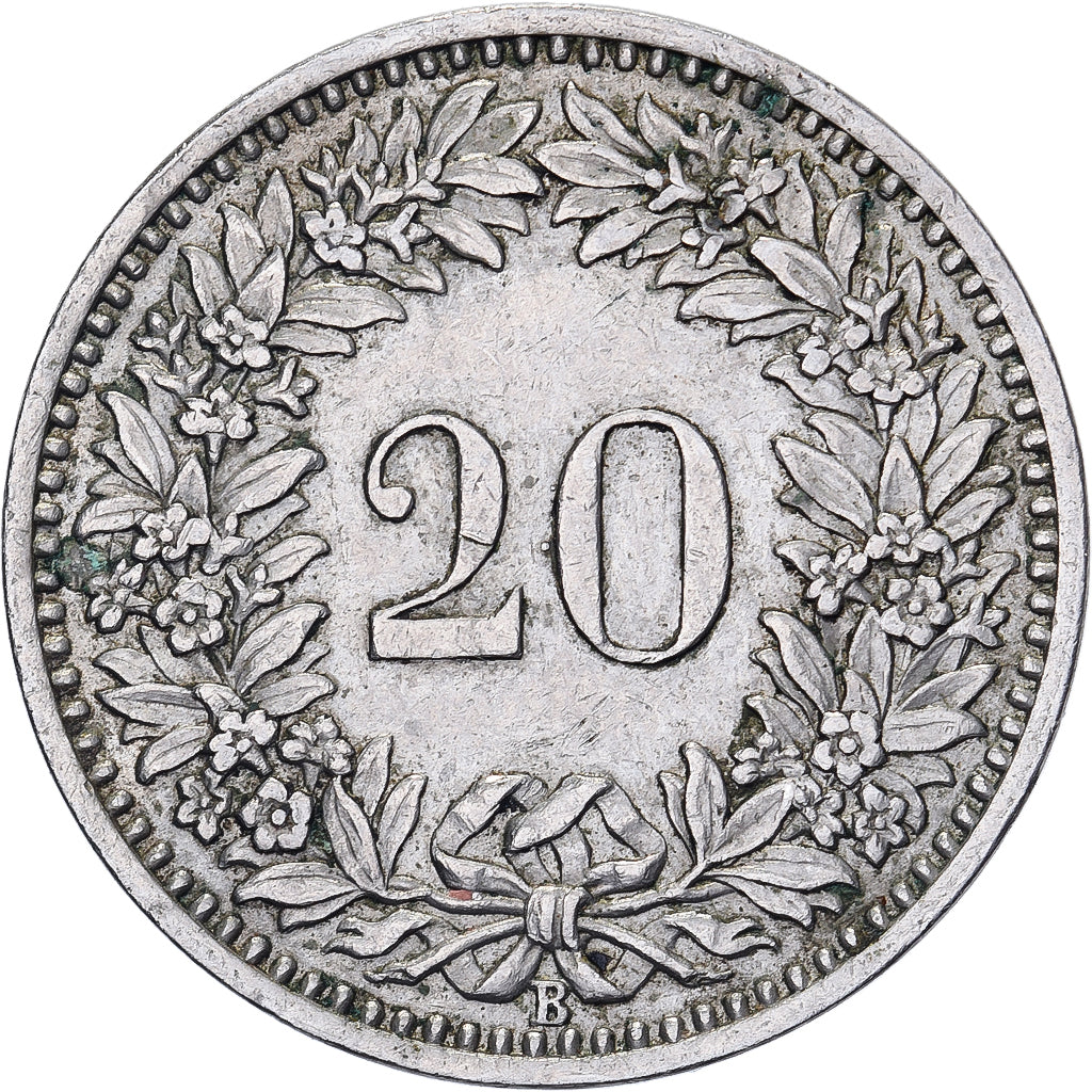 Switzerland, 20 Rappen, 1947, Bern, Copper-nickel, AU(50-53), KM:29a