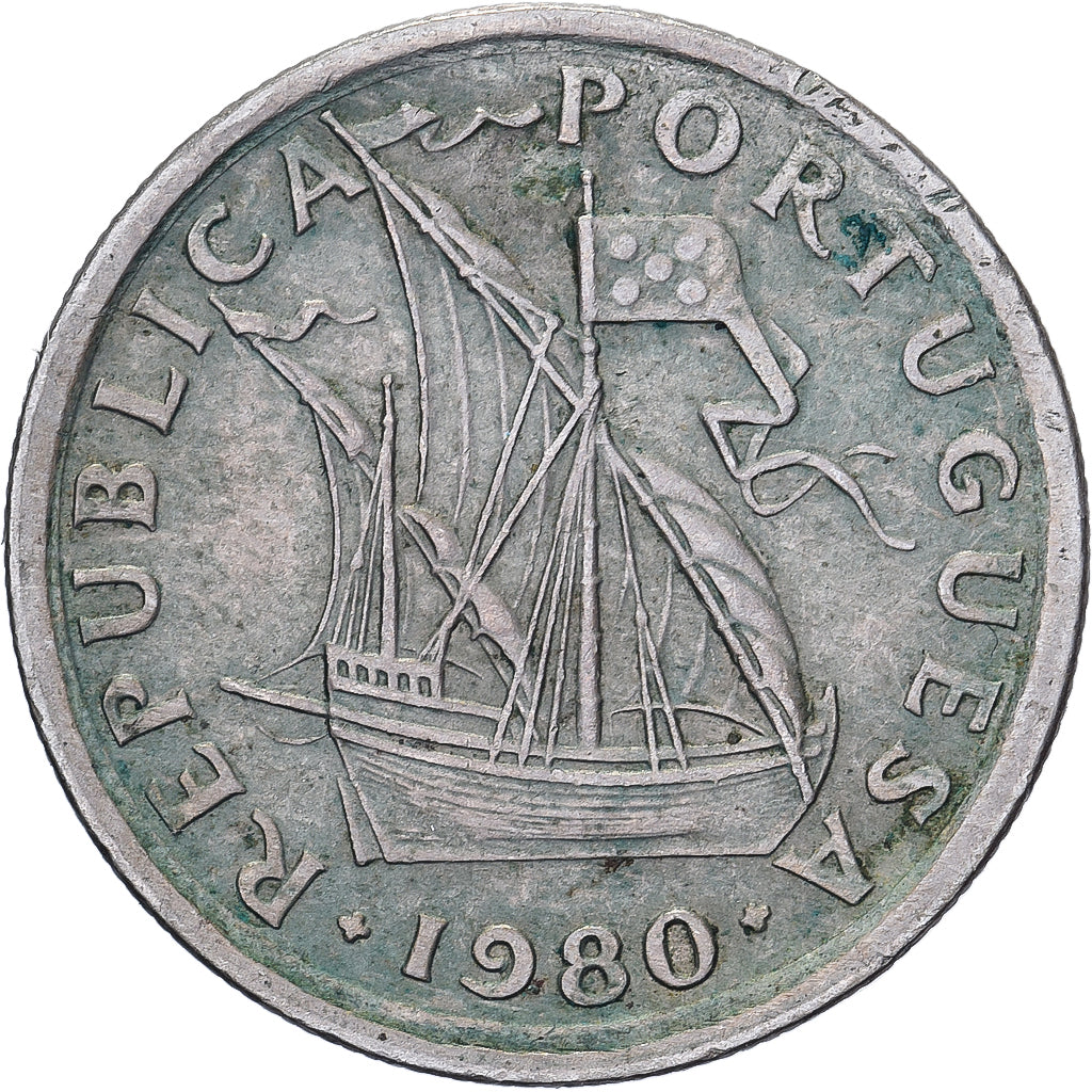 Portugal, 2-1/2 Escudos, 1980, Kupfer-Nickel, SS, KM:590