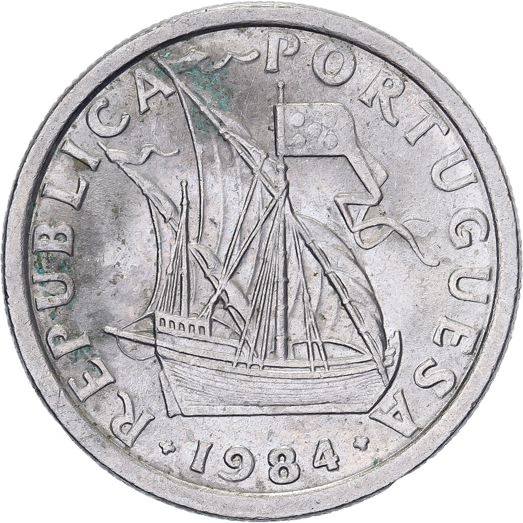 Portugal, 2-1/2 Escudos, 1984, Copper-nickel, AU(55-58), KM:590