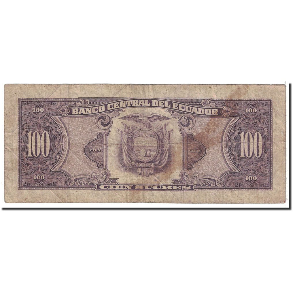 Banknote, Ecuador, 100 Sucres, 1990, 1990-04-20, KM:123, VG(8-10)