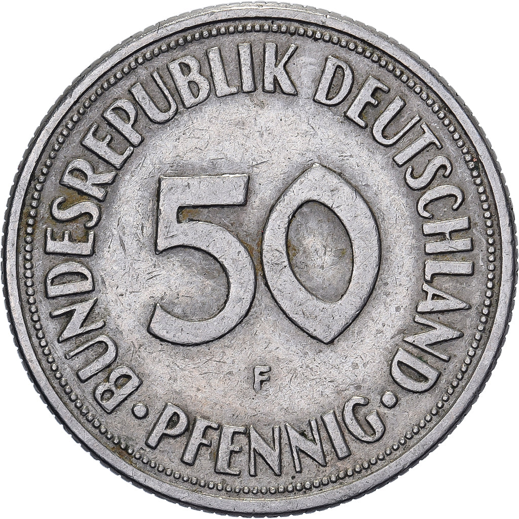 Niemcy - RFN, 50 Pfennig, 1950, Stuttgart, Miedź-Nikiel, VF(30-35), KM:109.1