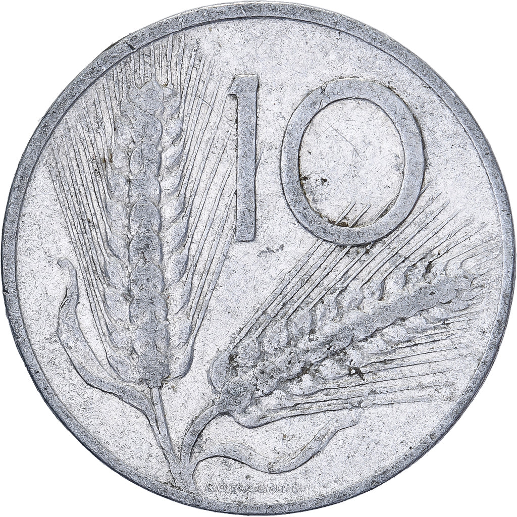 Włochy, 10 Lire, 1955, Rome, Aluminium, VF(30-35), KM:93