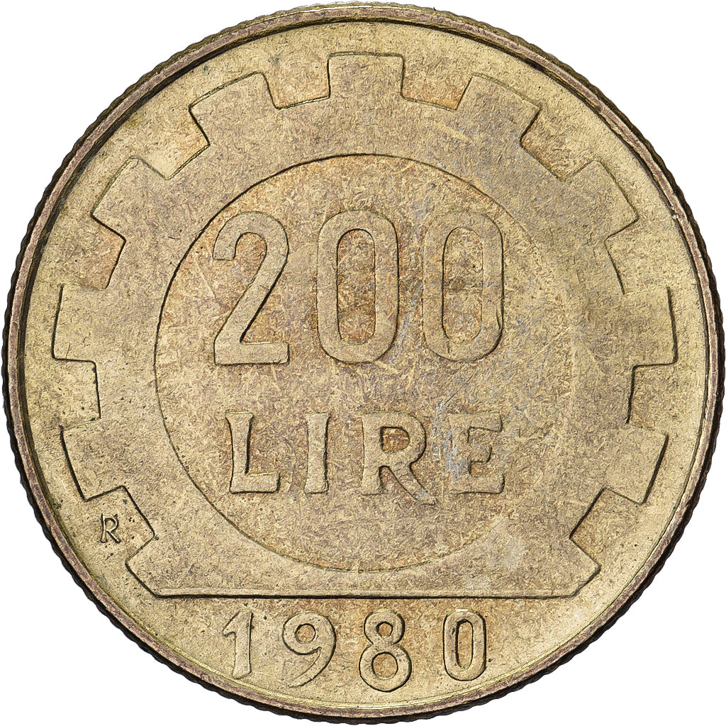Itália, 200 Lire, 1980, Rome, Alumínio-Bronze, AU(50-53), KM:105
