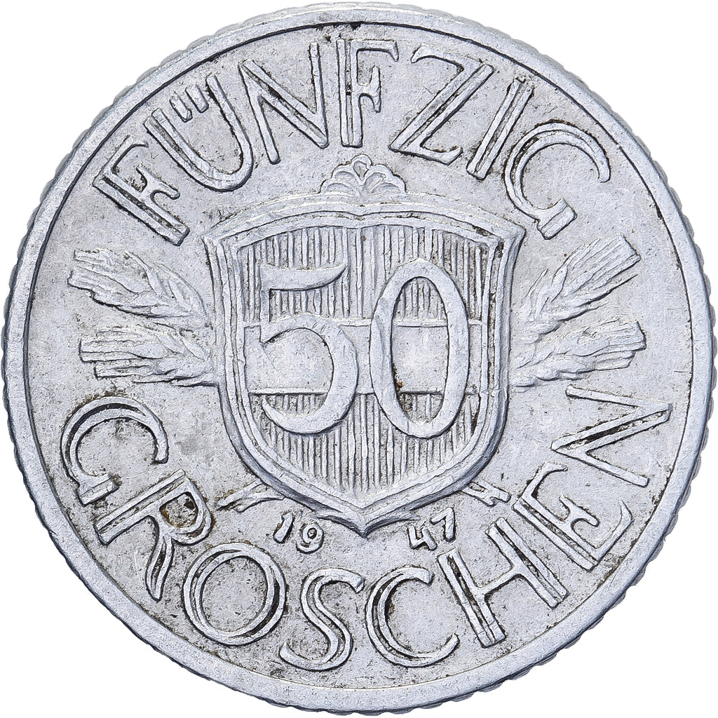 Austria, 50 Groschen, 1947, Aluminio, BC+, KM:2870