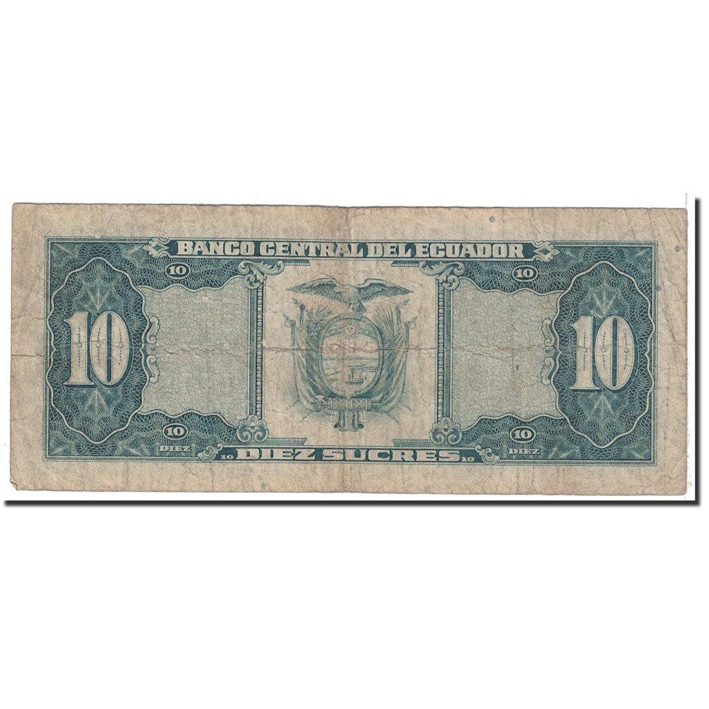 Banknote, Ecuador, 10 Sucres, 1988, 1988-11-22, KM:121, VG(8-10)