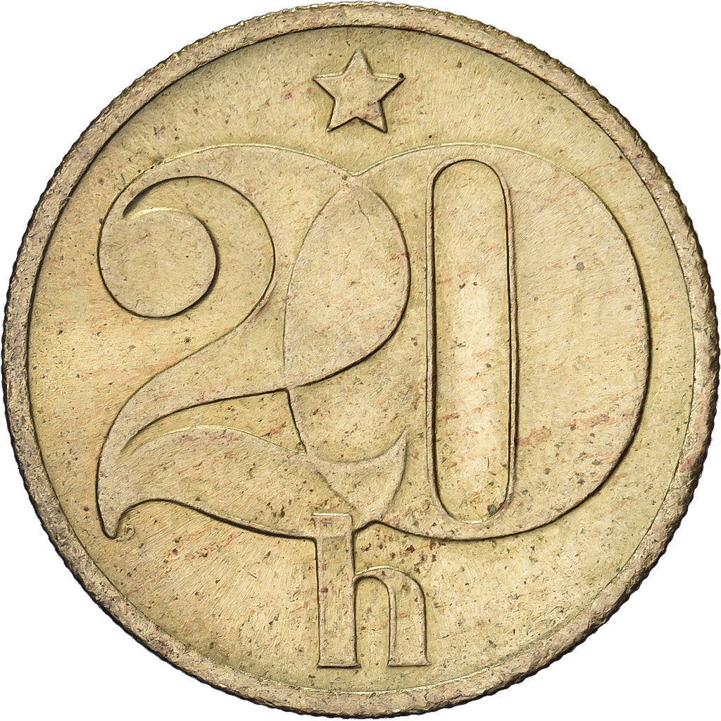 Checoslováquia, 20 Haleru, 1976, Níquel-Latão, EF(40-45), KM:74