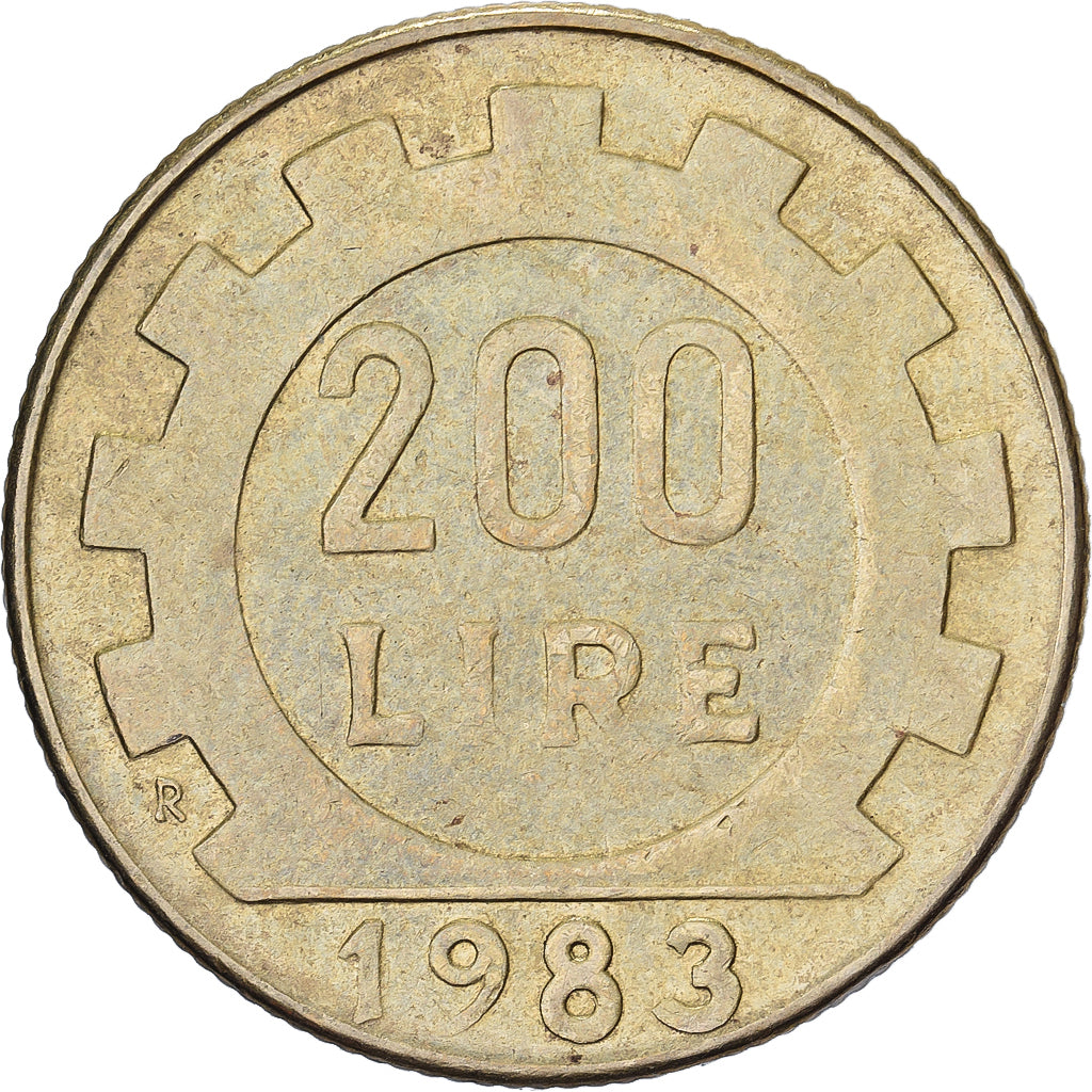 Itália, 200 Lire, 1983, Rome, Alumínio-Bronze, EF(40-45), KM:105