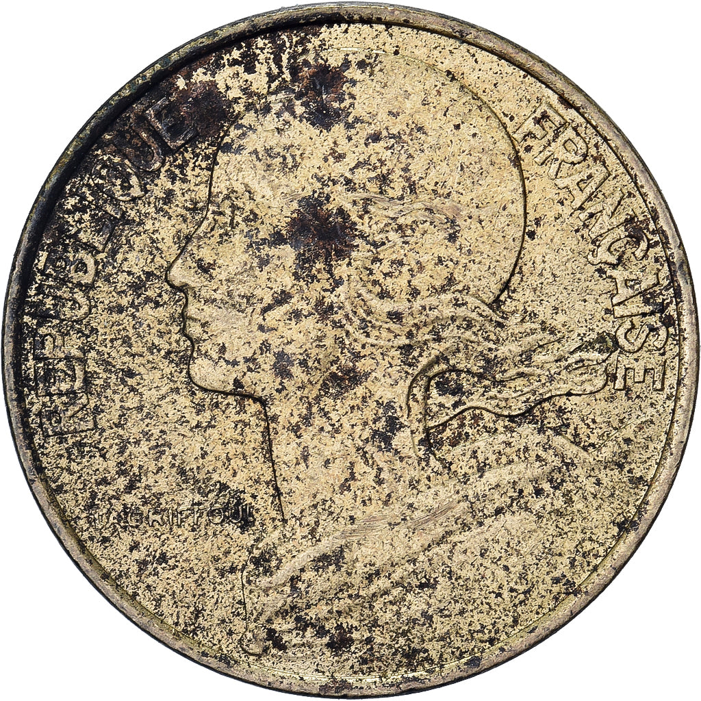 França, 10 Centimes, Marianne, 1990, Paris, Alumínio-Bronze, VF(30-35)