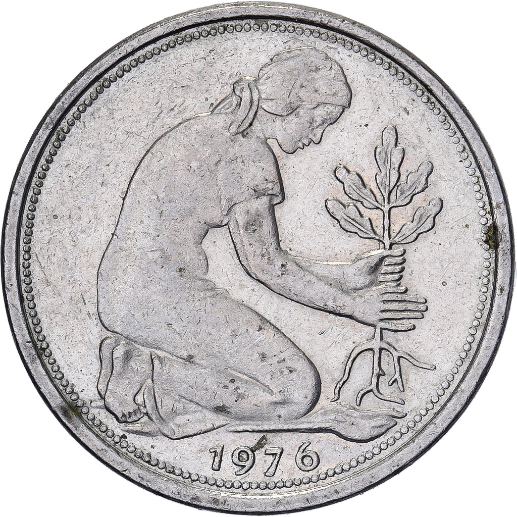 République fédérale d'Allemagne, 50 Pfennig, 1976, Stuttgart, Cupro-nickel