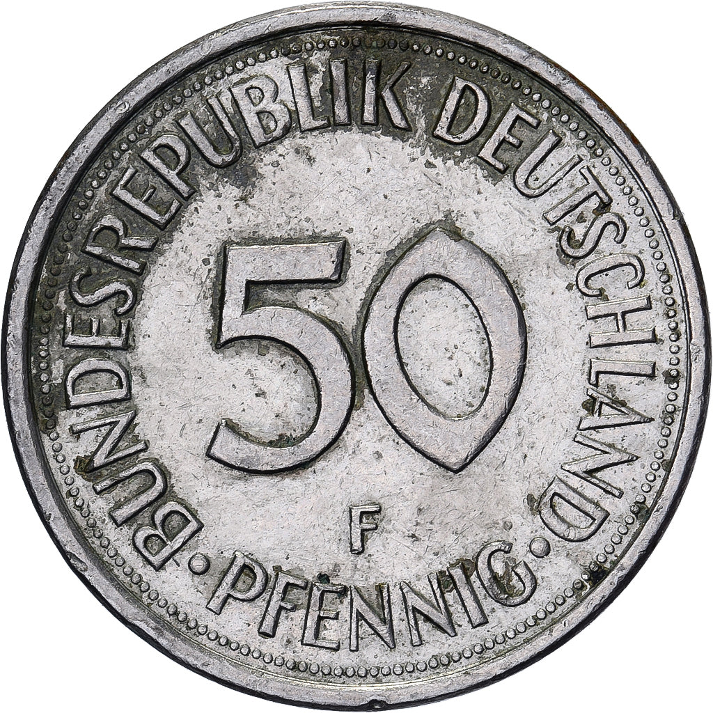 République fédérale d'Allemagne, 50 Pfennig, 1976, Stuttgart, Cupro-nickel