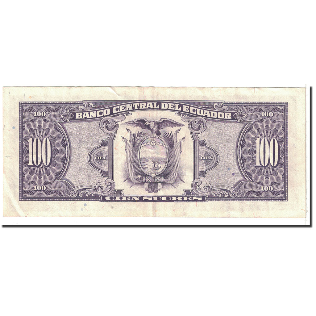 Billete, 100 Sucres, 1992, Ecuador, 1992-3-9, KM:123Ab, MBC