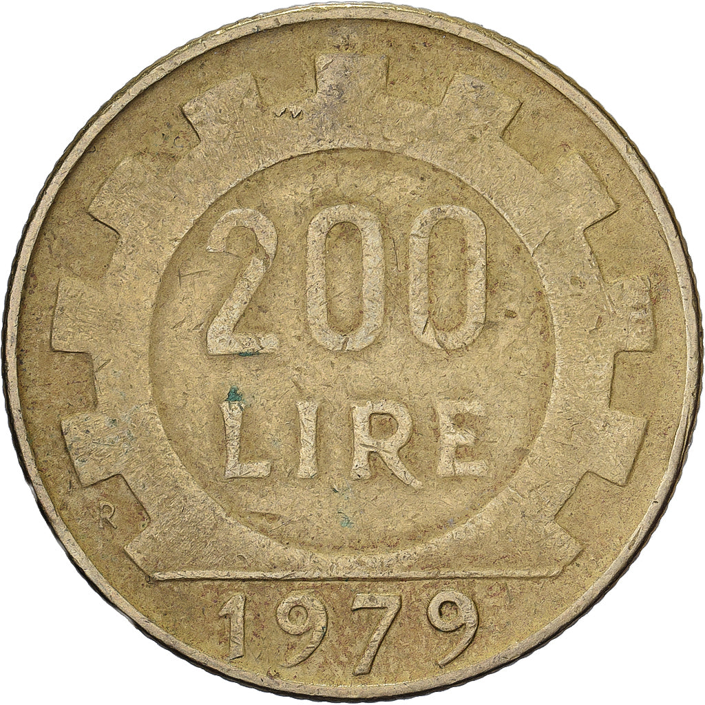 Italië, 200 Lire, 1979, Rome, Aluminum-Bronze, FR+, KM:105