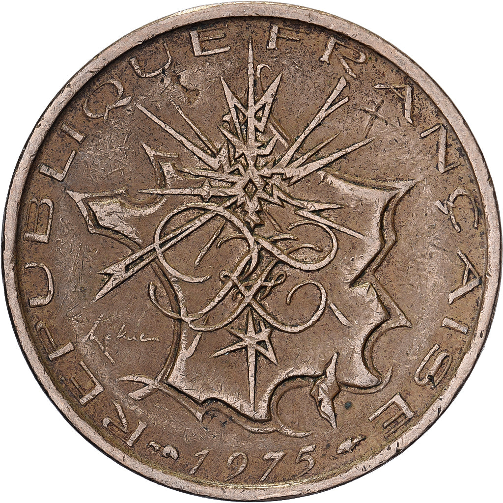 France, 10 Francs, Mathieu, 1975, Nickel-brass, EF(40-45), Gadoury:814, KM:940
