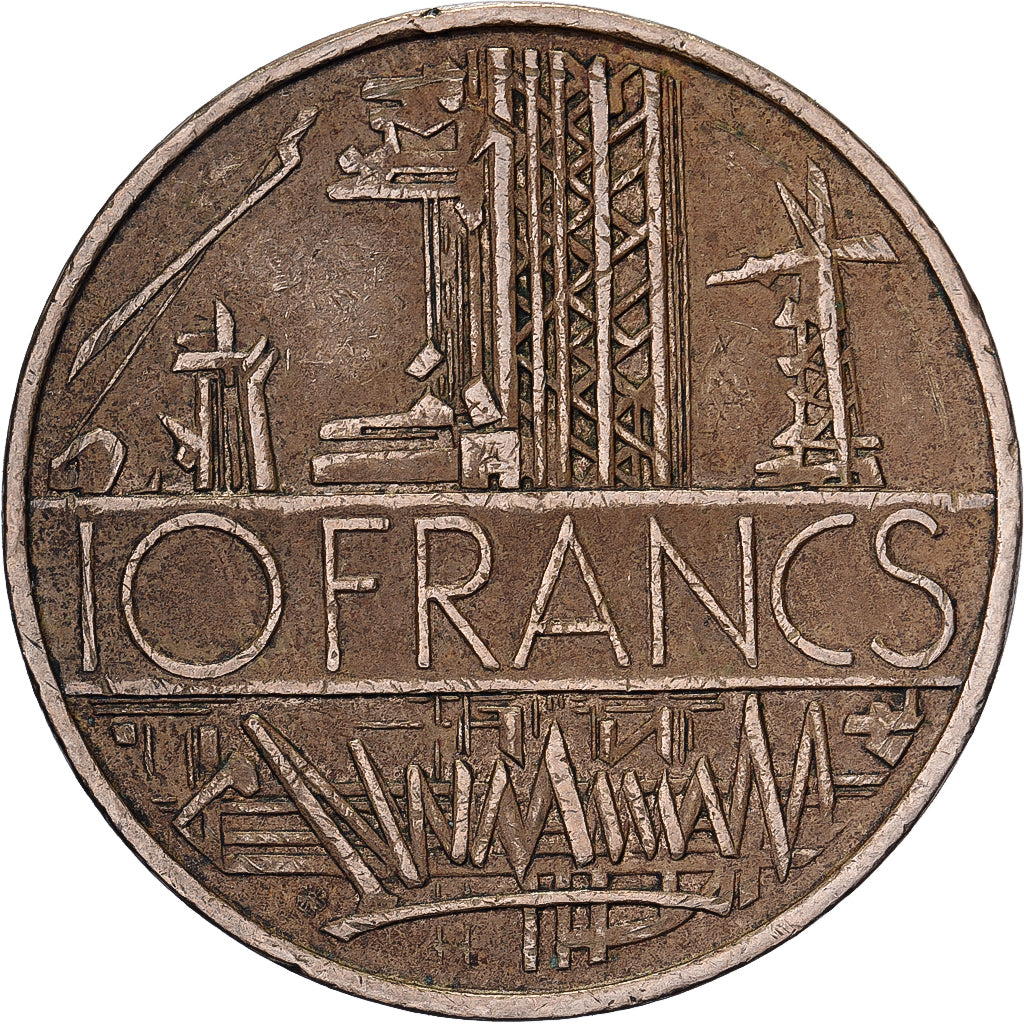 France, 10 Francs, Mathieu, 1975, Nickel-brass, EF(40-45), Gadoury:814, KM:940