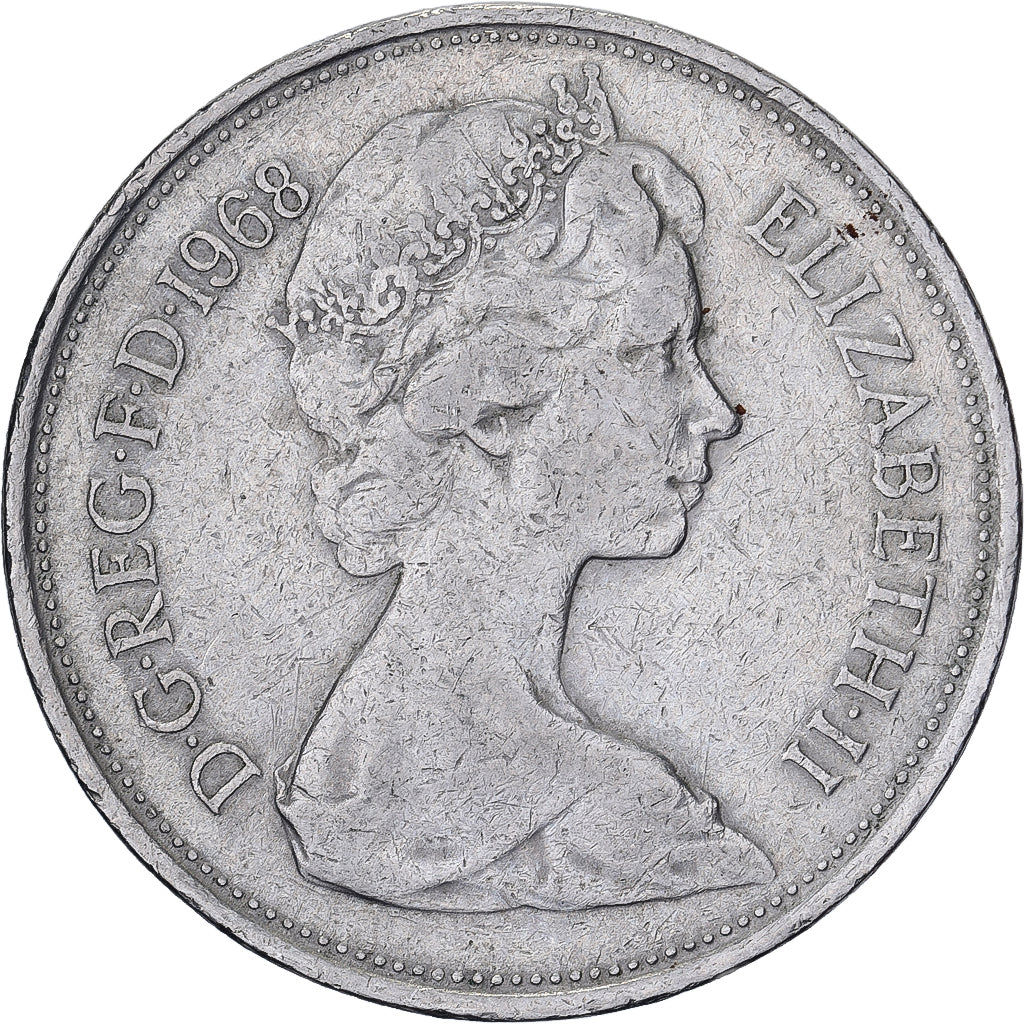 Great Britain, Elizabeth II, 10 New Pence, 1968, Copper-nickel, VF(20-25)