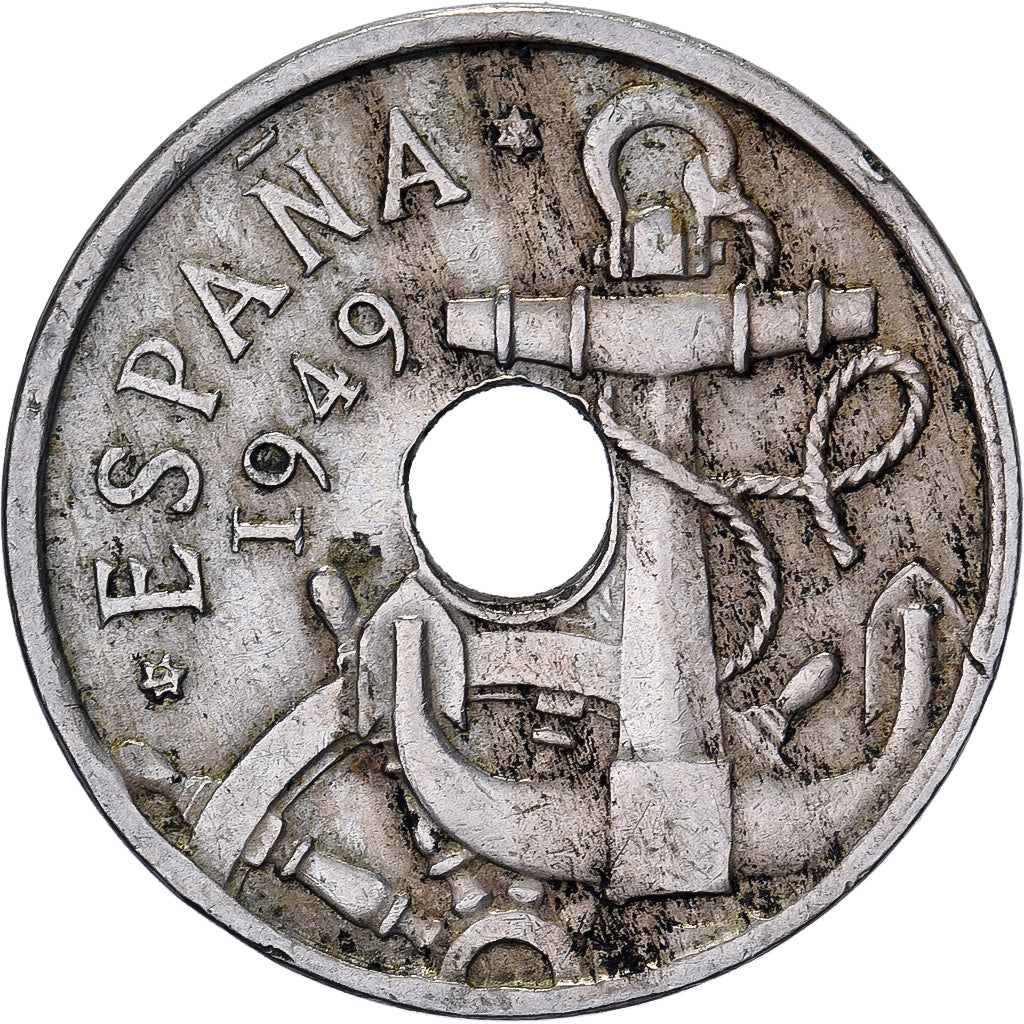 Hiszpania, Francisco Franco, caudillo, 50 Centimos, 1949, Miedź-Nikiel