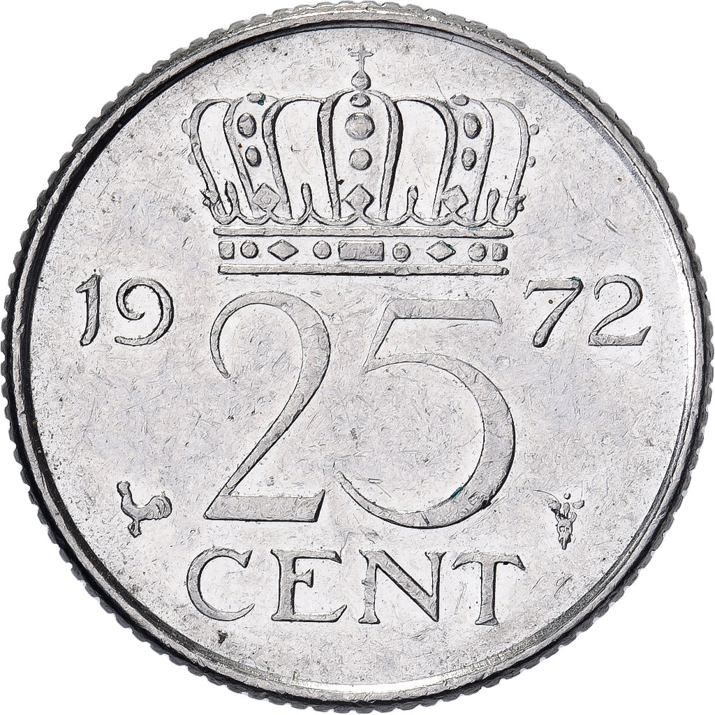 Países Bajos, Juliana, 25 Cents, 1972, Níquel, MBC, KM:183