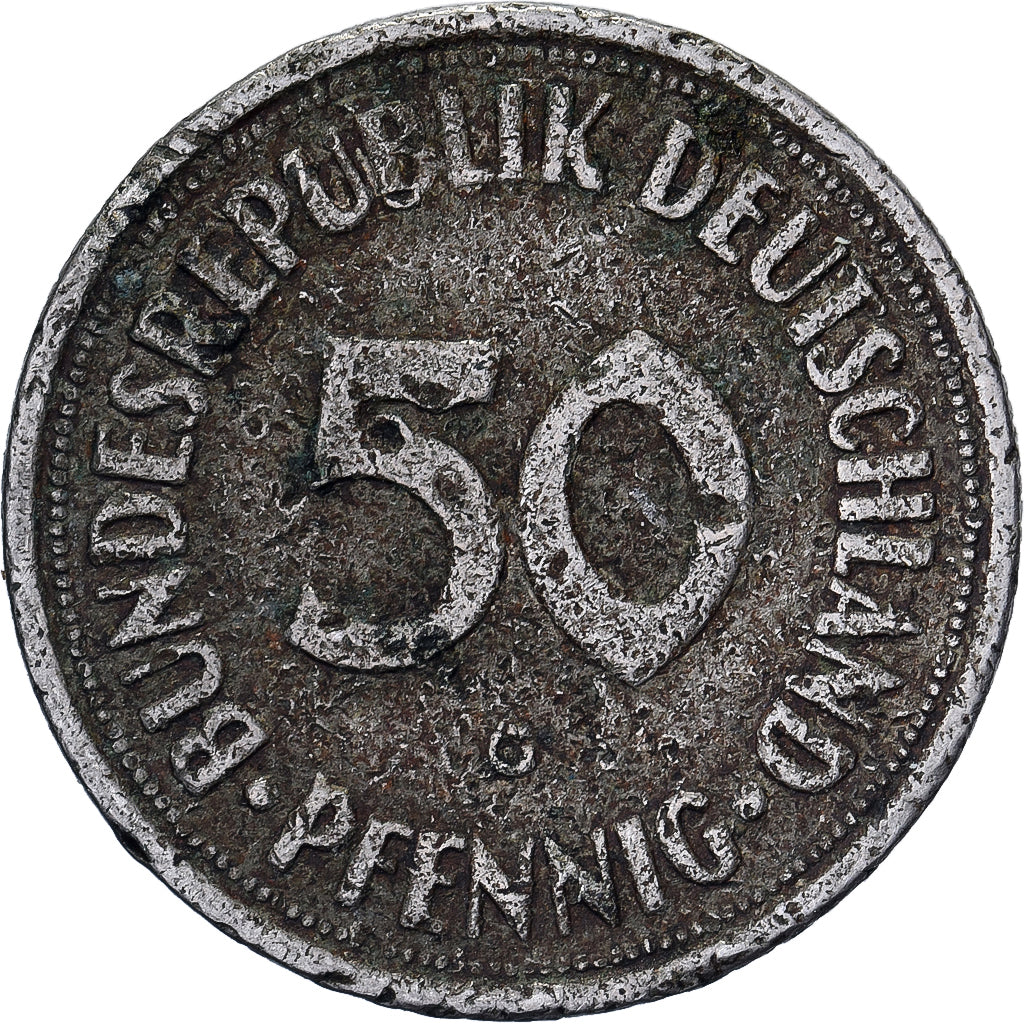 Federale Duitse Republiek, 50 Pfennig, 1950, Karlsruhe, Cupro-nikkel, FR