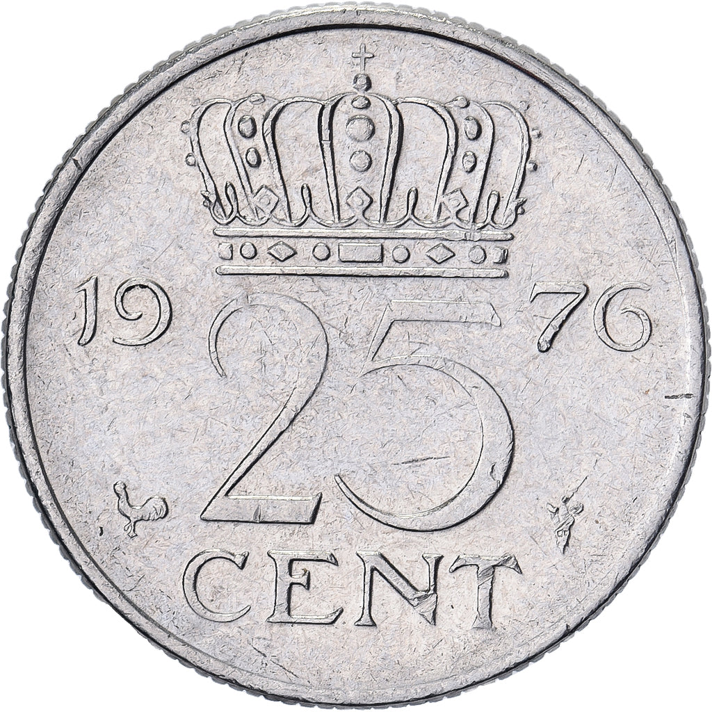 Países Bajos, Juliana, 25 Cents, 1976, Níquel, MBC+, KM:183