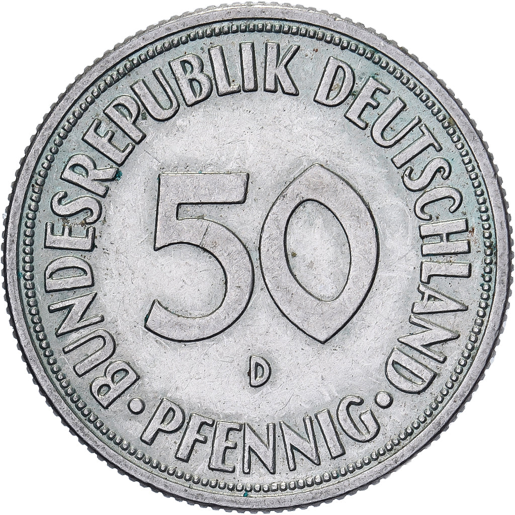 Federal Republic of Germany, 50 Pfennig, 1970, Munich, Copper-nickel, AU(50-53)
