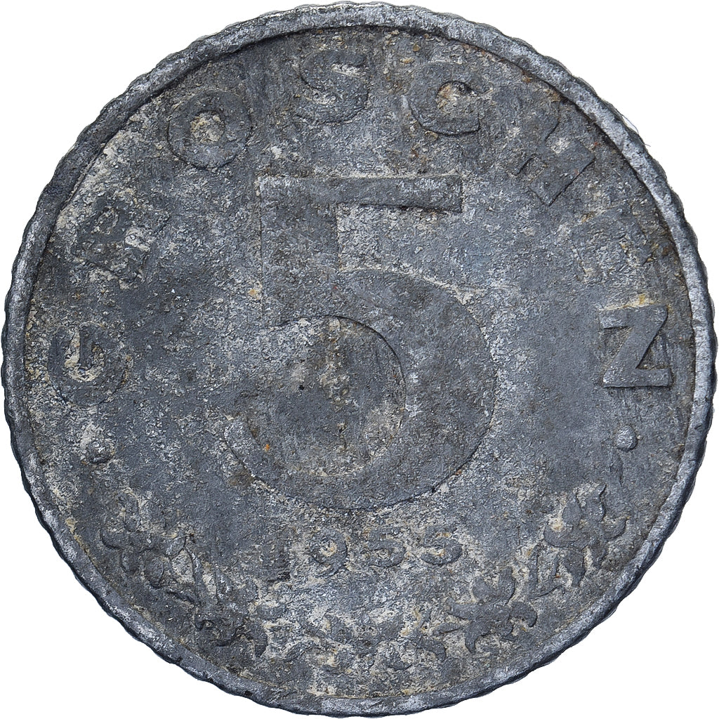Austria, 5 Groschen, 1955, Zinc, F(12-15), KM:2875