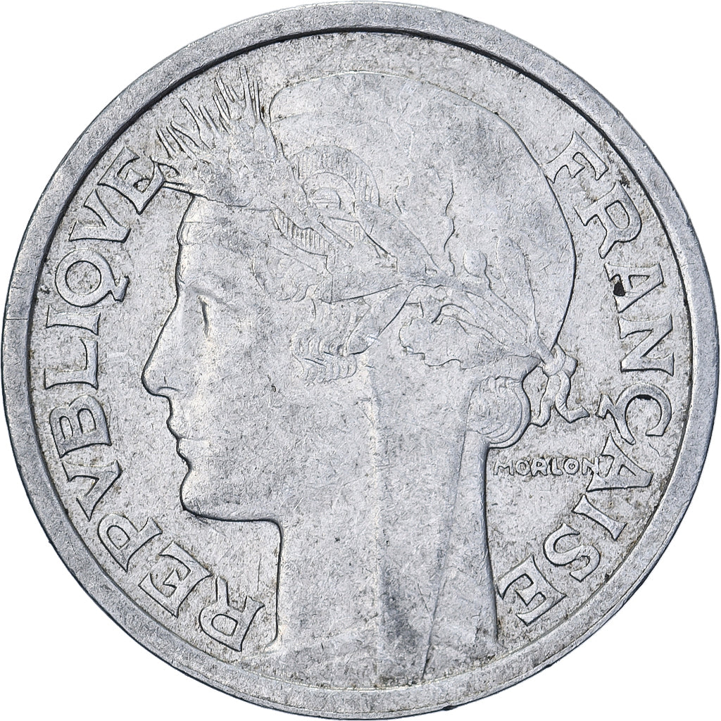 Francia, 2 Francs, Morlon, 1949, Paris, Aluminio, MBC, Gadoury:538b, KM:886a.1
