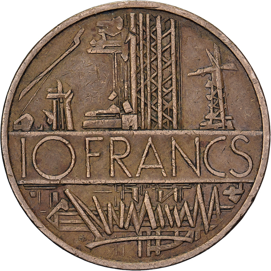 France, 10 Francs, Mathieu, 1976, Nickel-brass, VF(30-35), Gadoury:814, KM:940