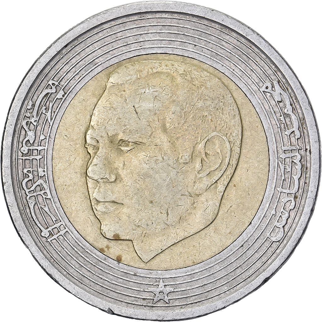 Marocco, Mohammed VI, 5 Dirhams, 2002/AH1423, Paris, Bi-metallico, MB+, KM:109