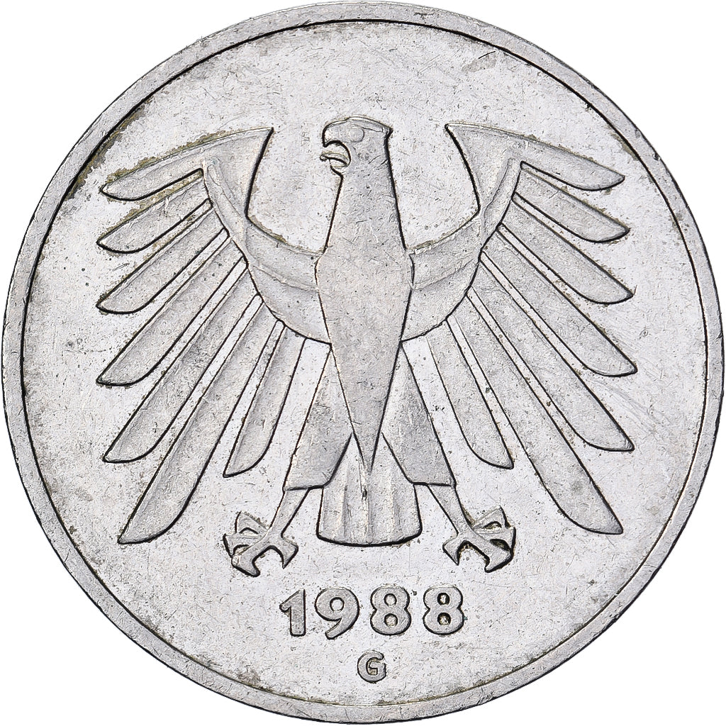 Federal Republic of Germany, 5 Mark, 1988, Karlsruhe, Copper-Nickel Clad Nickel