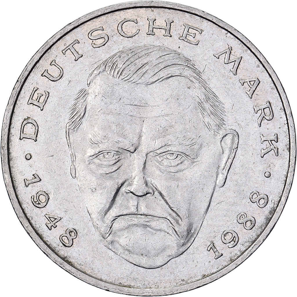 Federal Republic of Germany, 2 Mark, 1990, Stuttgart, Copper-Nickel Clad Nickel