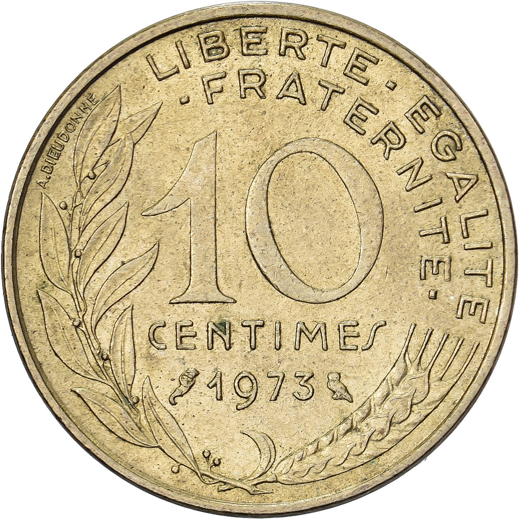 Francia, 10 Centimes, Marianne, 1973, Paris, Aluminio - bronce, EBC