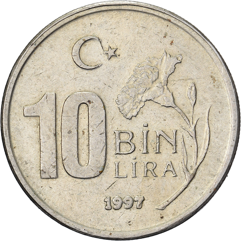 Turchia, 10000 Lira, 10 Bin Lira, 1997, Rame-nichel-zinco, MB+, KM:1027.2