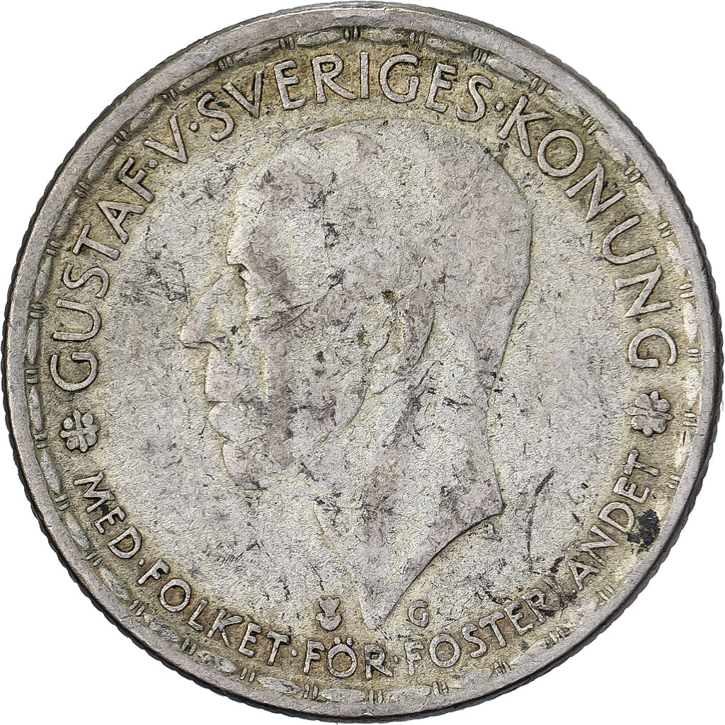 Suède, Gustaf V, Krona, 1945, Argent, TB+, KM:814