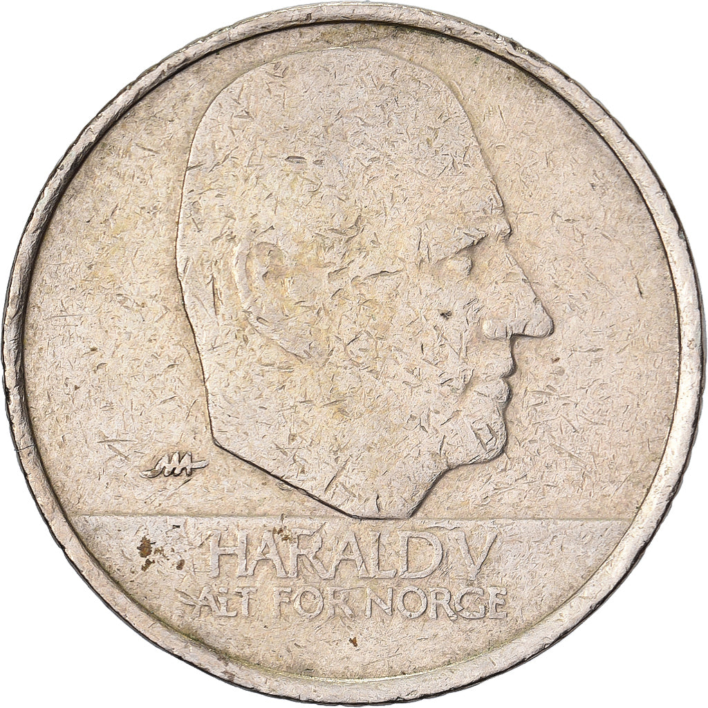 Norwegen, Harald V, 10 Kroner, 1995, Nickel-brass, S+, KM:457