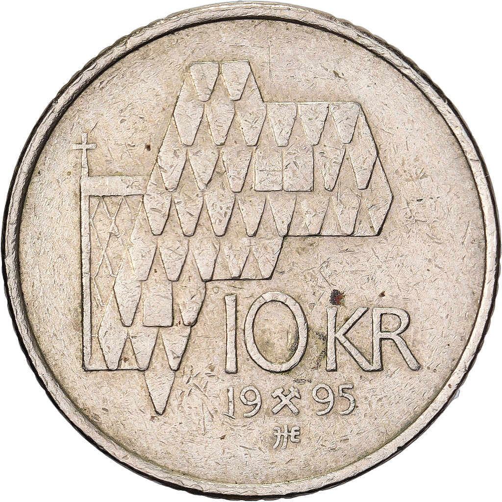 Norwegen, Harald V, 10 Kroner, 1995, Nickel-brass, S+, KM:457